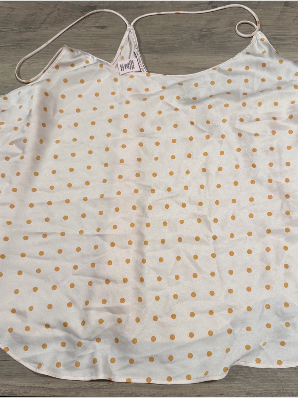 Victoria Secret Polka Dot Cami Tank Top - Champagne with Mustard Dots